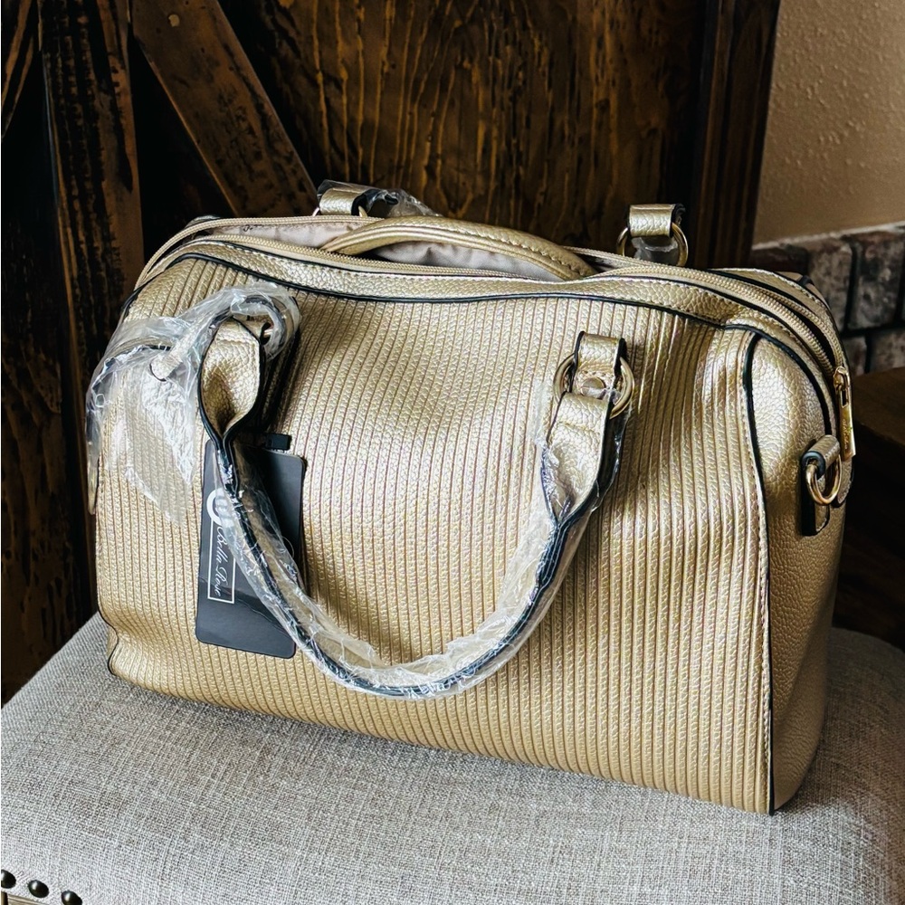 Bella Rose Closet Elegant Gold Satchel 3 Piece